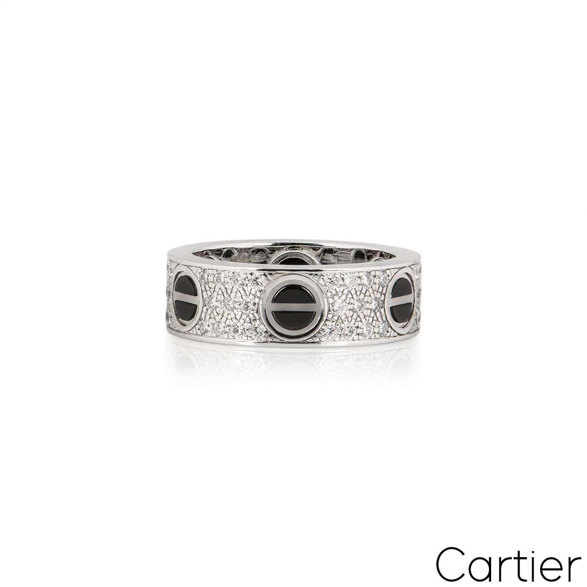 Cartier White Gold Diamond & Ceramic Love Ring Size 49 B4207600